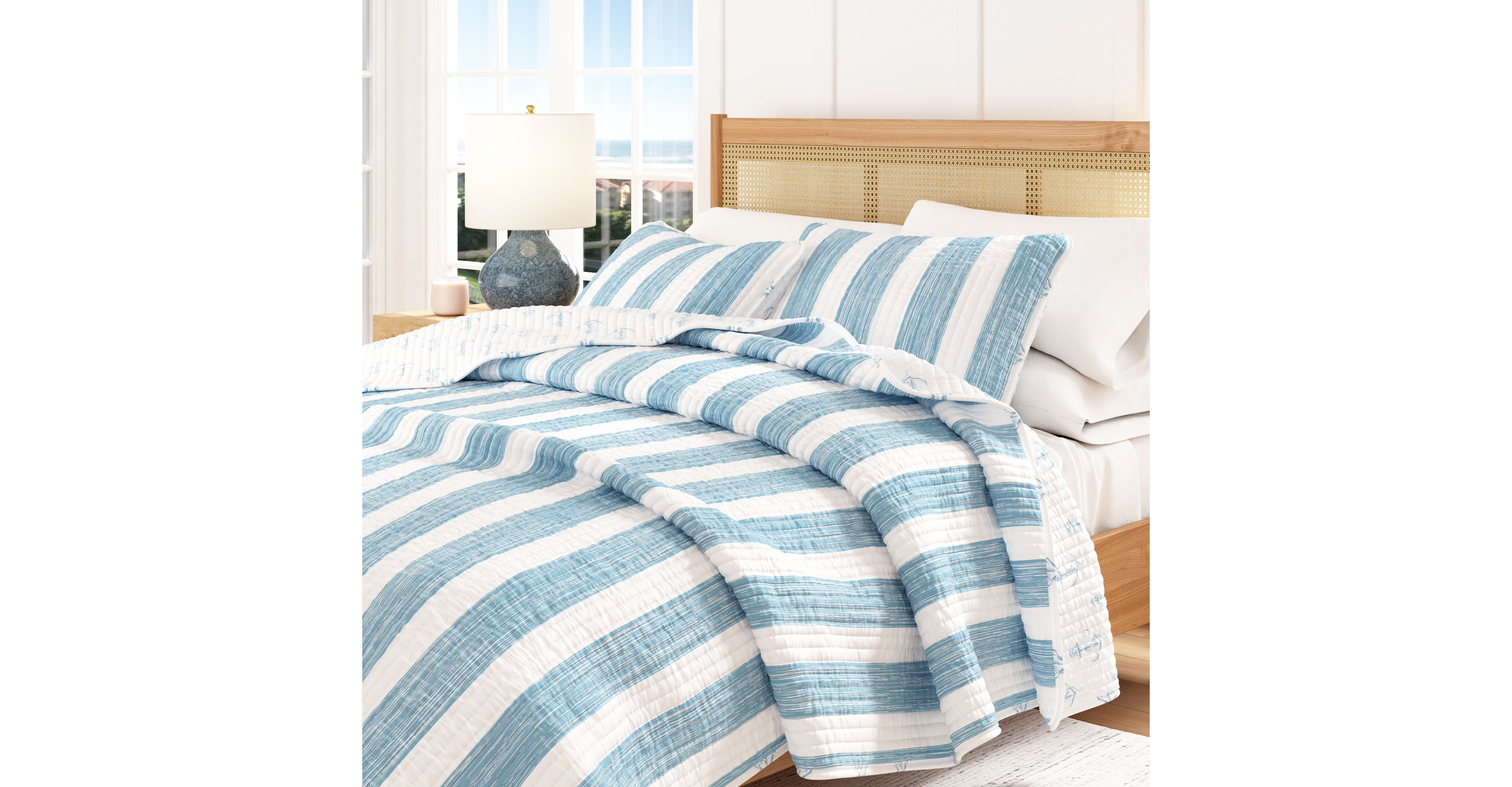 Linery & Co. Stripes & Anchors Microfiber Quilt Set With Shams
