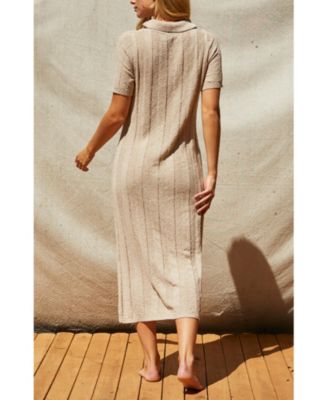 Women's Edie Ribbed Sweater Knit Polo Dress