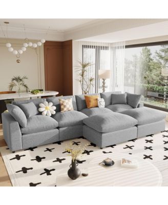 Modern Large U-Shape Sectional Sofa, 2 Large Chaise with Removable Ottomans for Living Room