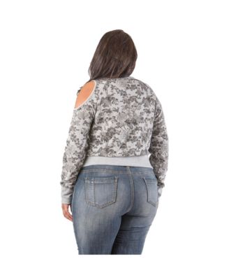 Plus Size Floral Printed V-Neck Long Sleeve Sweatshirt