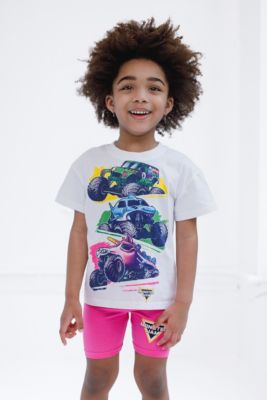 Toddler Girls Drop Shoulder T-Shirt and Bike Shorts Outfit Set