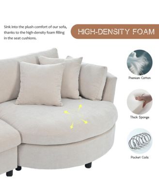 Three Indoor Cushioned Combination Sofas with Three Pillows and Curved Seat, for Living Room, Study Room, and Apartment