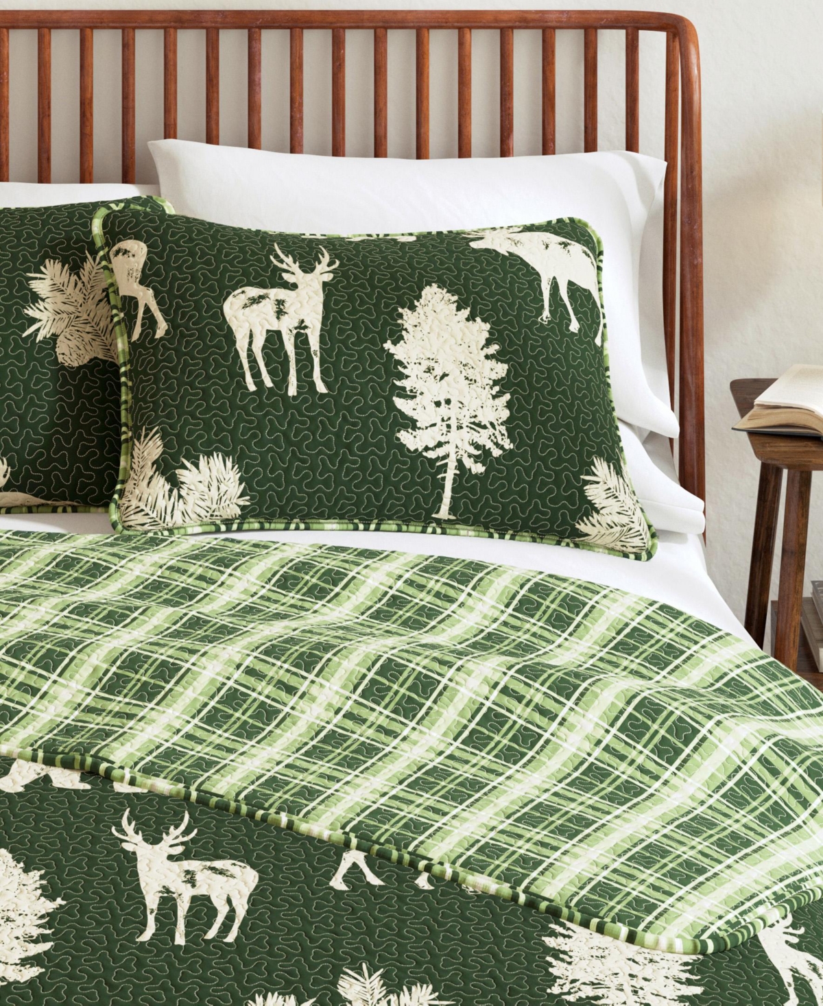 Linery & Co. Deer & Trees Microfiber Quilt Set with Shams