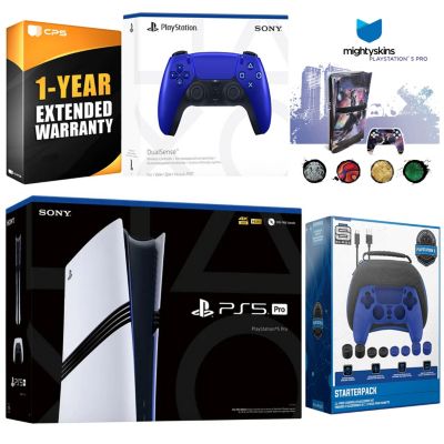 PlayStation 5 Pro with Extra Volcanic Red Controller, Pro Gamer Starter Kit and MightySkins Decal Voucher Plus 1 Year CPS Extended Warranty