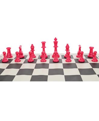 Color Bright Plastic Staunton Tournament Chess Pieces with 3.75 in. King - Half Chess Set of Chess Pieces Only, Pink