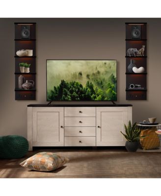 5 Tier Wall Mounted Floating Shelf Unit with LED Lights - Home Decor and Storage Organizer