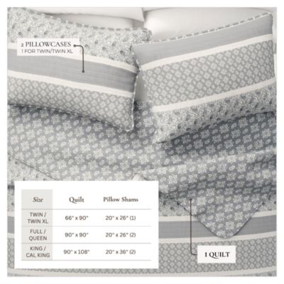 Stripe & Paisley Microfiber Quilt Set With Shams