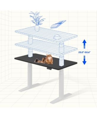 E7-COMMERCIAL 72  W Electric Adjustable Standing Desk, Rectangular Chipboard Top, White Base
