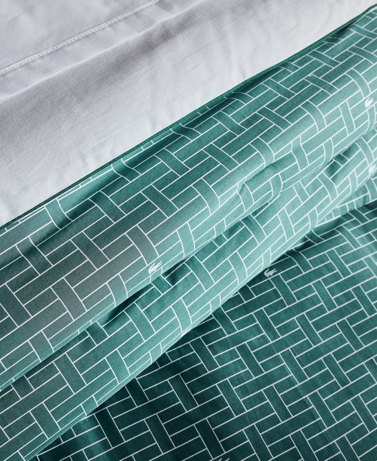 Lacoste Home Heritage Geo Cotton 3-pc. Comforter Set, Full/queen In Green