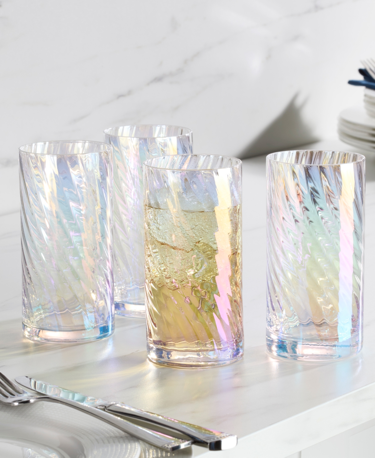 Lenox Tuscany Classics Iridescent Highball Glasses, Set Of 4 In Clear
