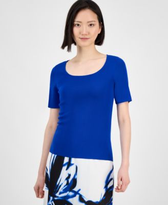 Anne Klein - Women's Short-Sleeve Sweater Top