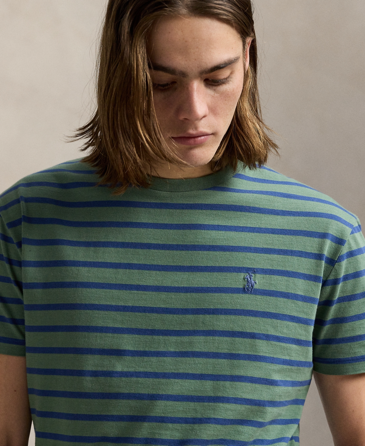 Polo Ralph Lauren Classic Fit Stripe Cotton T-shirt In Green