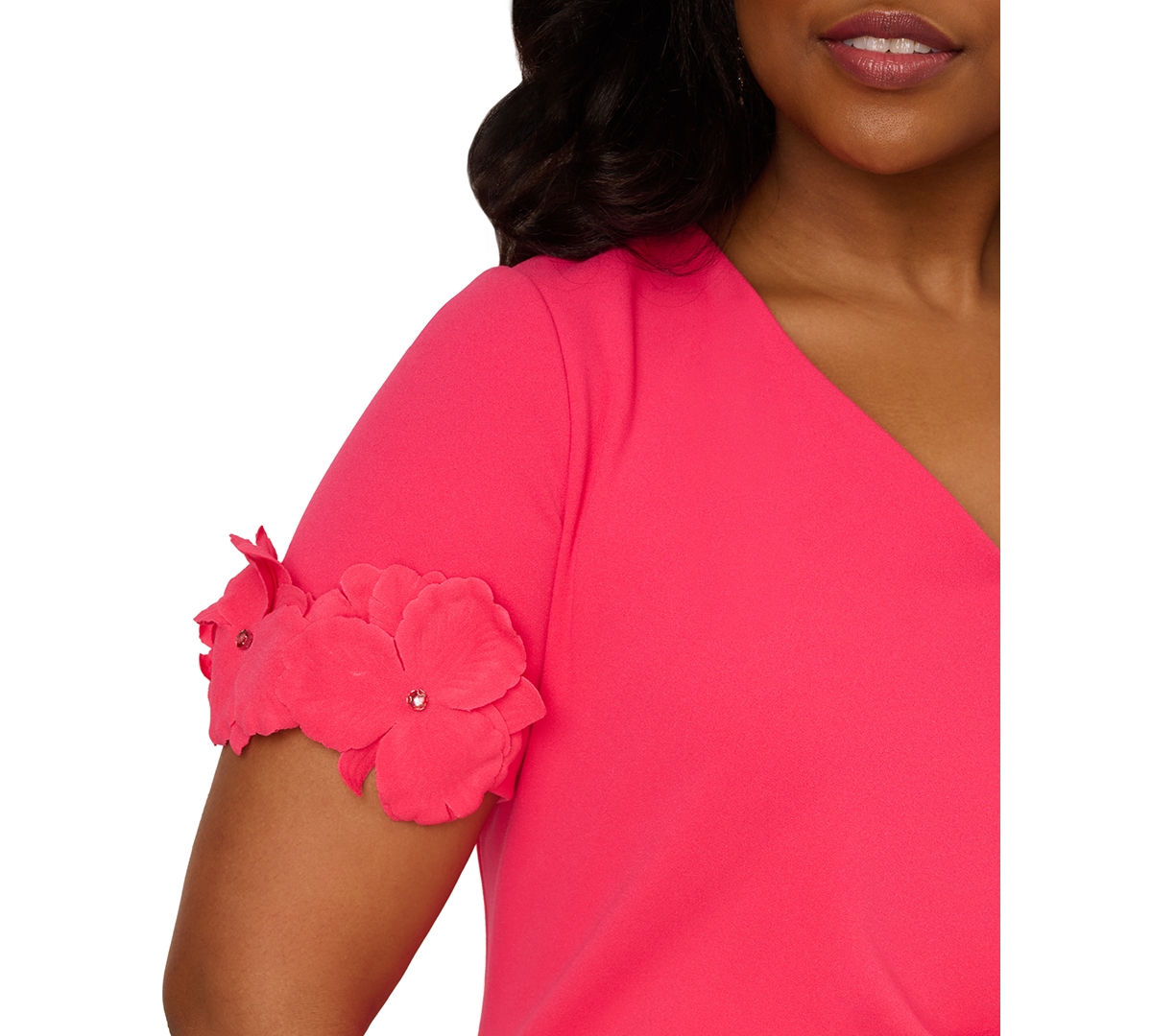 Shop Adrianna Papell Plus Size Floral Applique Sheath Dress In Petunia