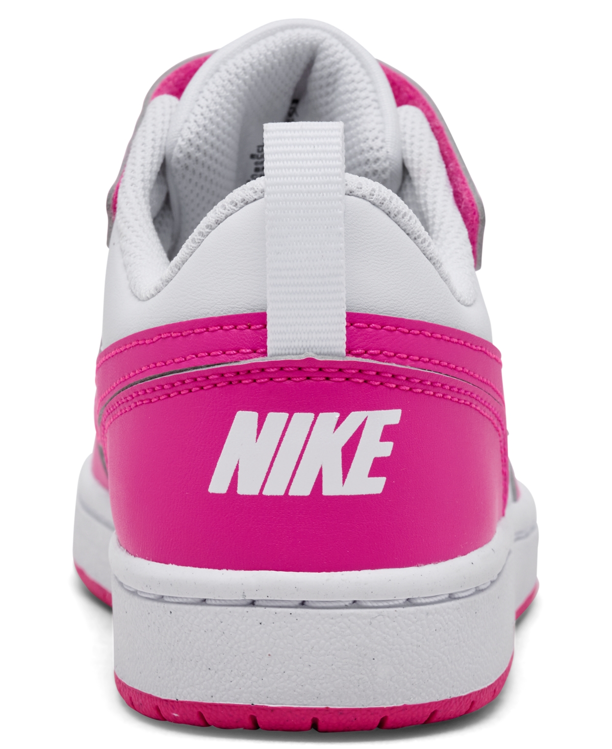 Nike Little Girls Court Borough Low Recraft Fastening Strap Casual Sneakers From Finish Line In White,laser Fuchsia