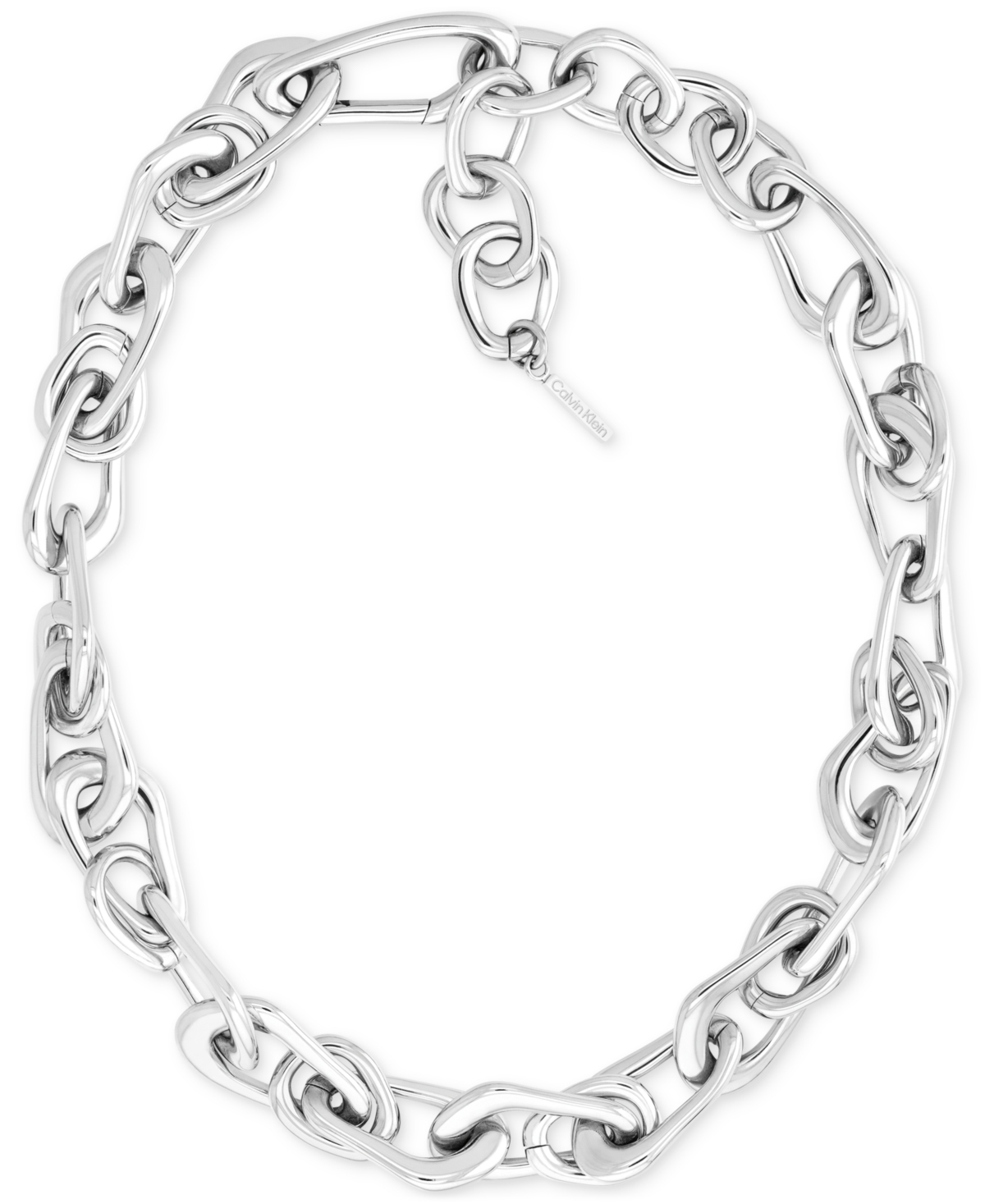 Stainless Steel Statement Link Collar Necklace, 14" + 2" extender - Silver