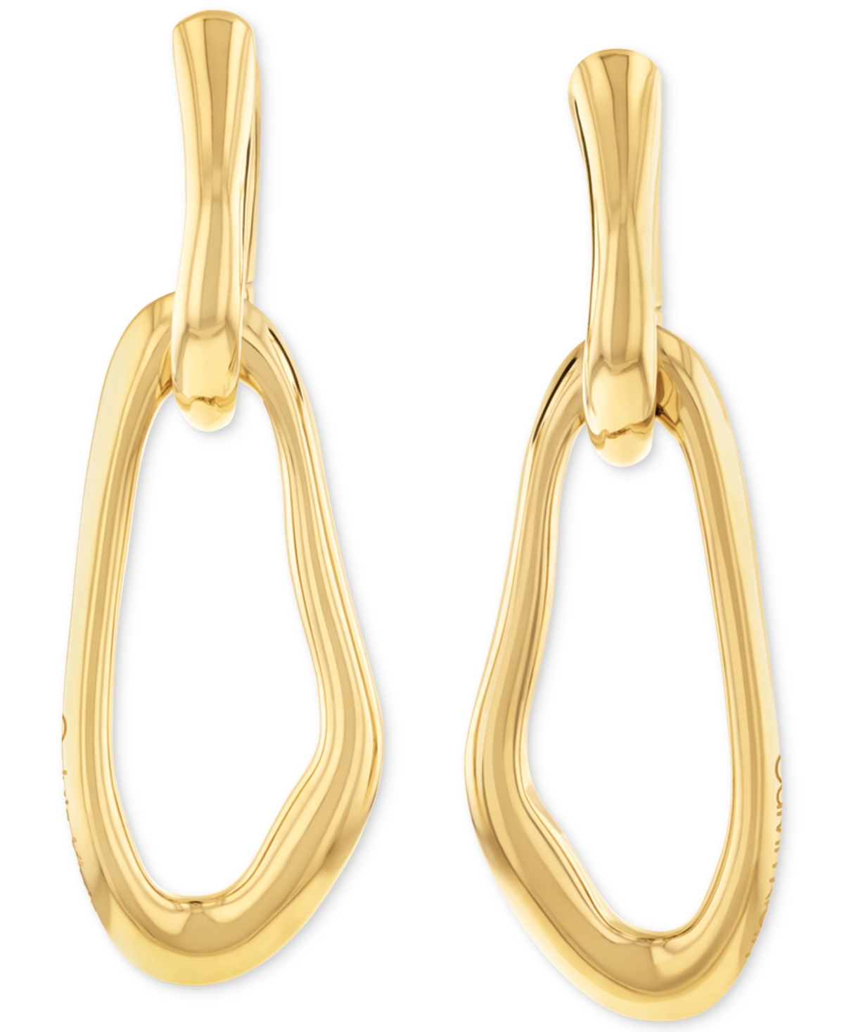 Gold-Tone Stainless Steel Statement Link Charm Hoop Earrings - Gold
