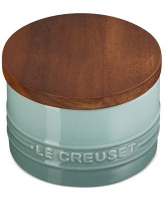 Stoneware Signature Salt Cellar with Wood Lid, 7-Oz.