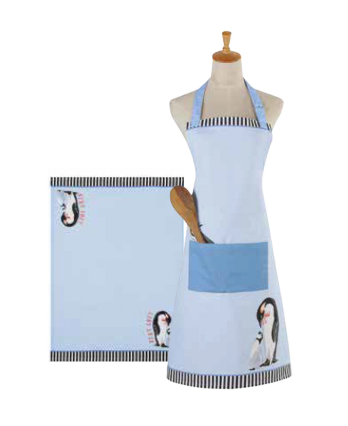 Christmas Penguin Cotton Apron and Kitchen Towel Set - Multi