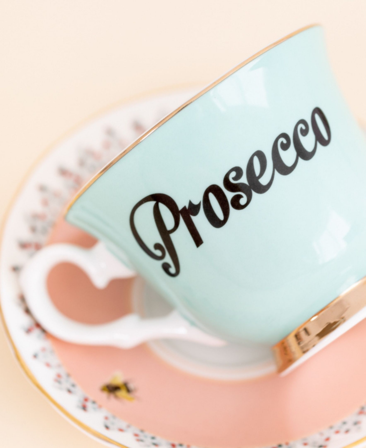YVONNE ELLEN GIN AND PROSECCO TEACUP SAUCER 4-PC. SET, SERVICE FOR 2 
