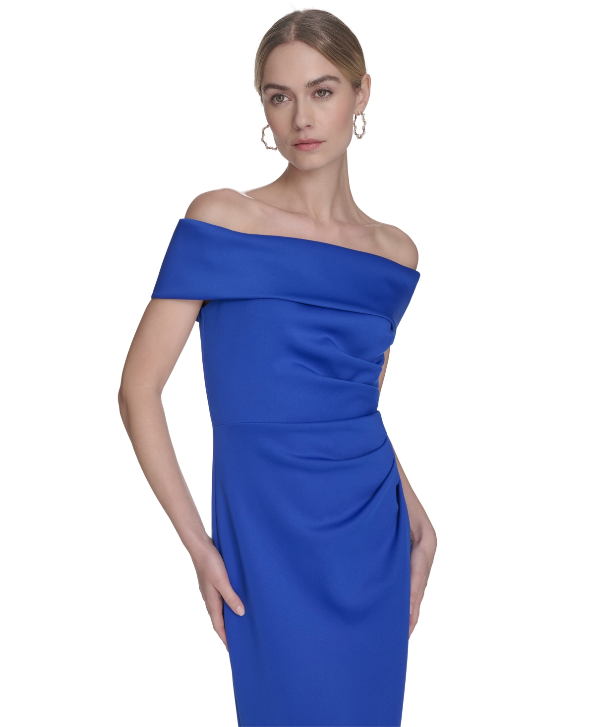 Shop Eliza J Women's High-low Off-the-shoulder Gown In Cobalt