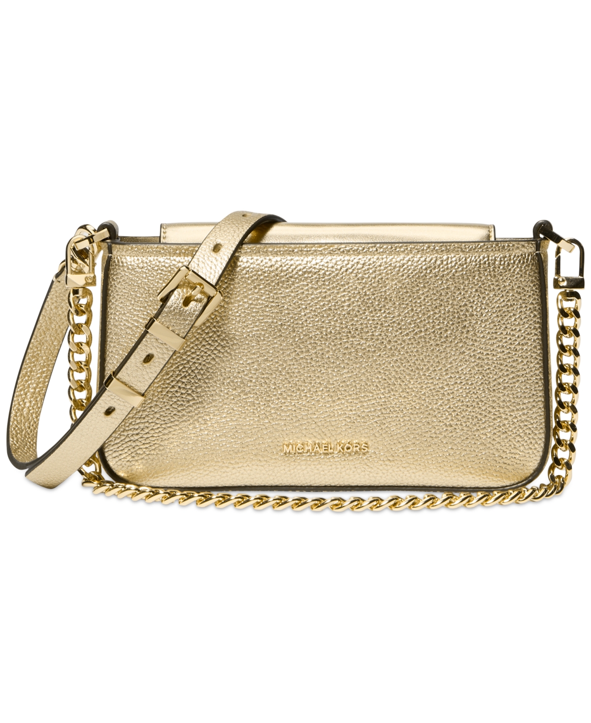 Michael Kors Michael  Bryant Small Leather Convertible Crossbody In Pale Gold