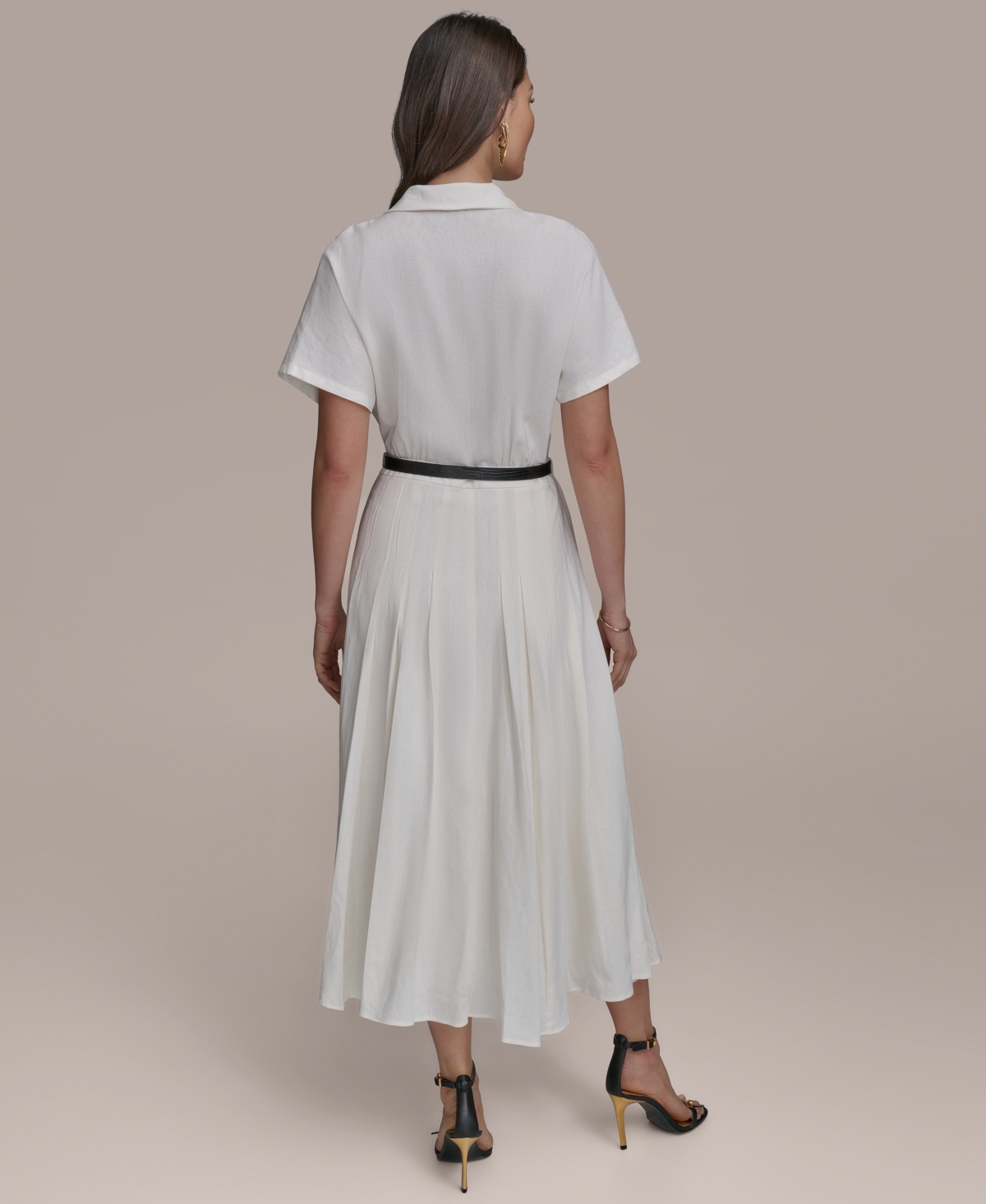 Donna Karan Women's Belted Cotton Shirtdress In Cream