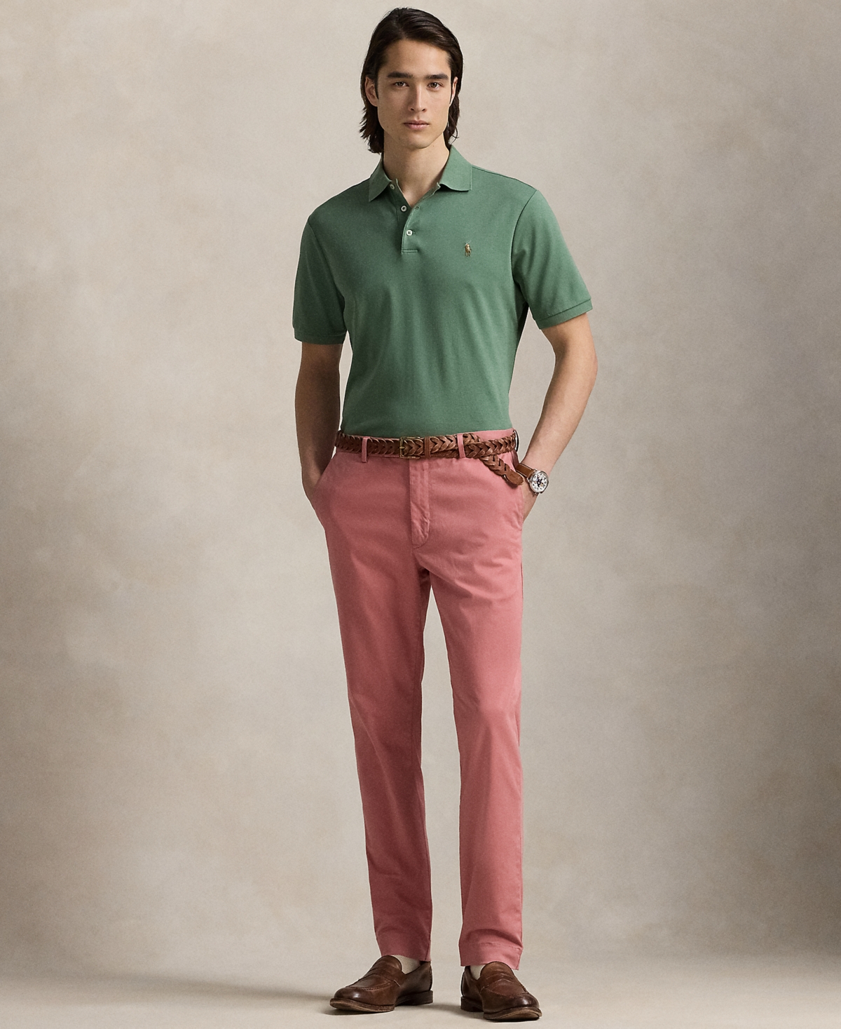Polo Ralph Lauren Custom Slim Fit Mesh Polo Shirt In Green