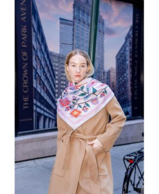 Double Sided Wool Silk Scarf Of Pink Garden