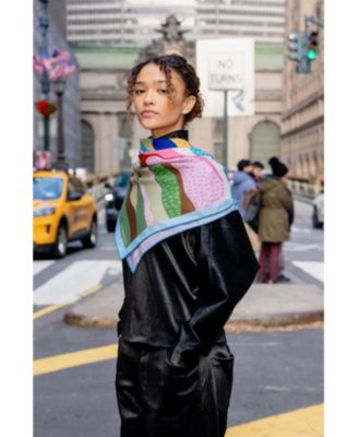 Double Sided Wool Silk Scarf Of Ocean Breeze