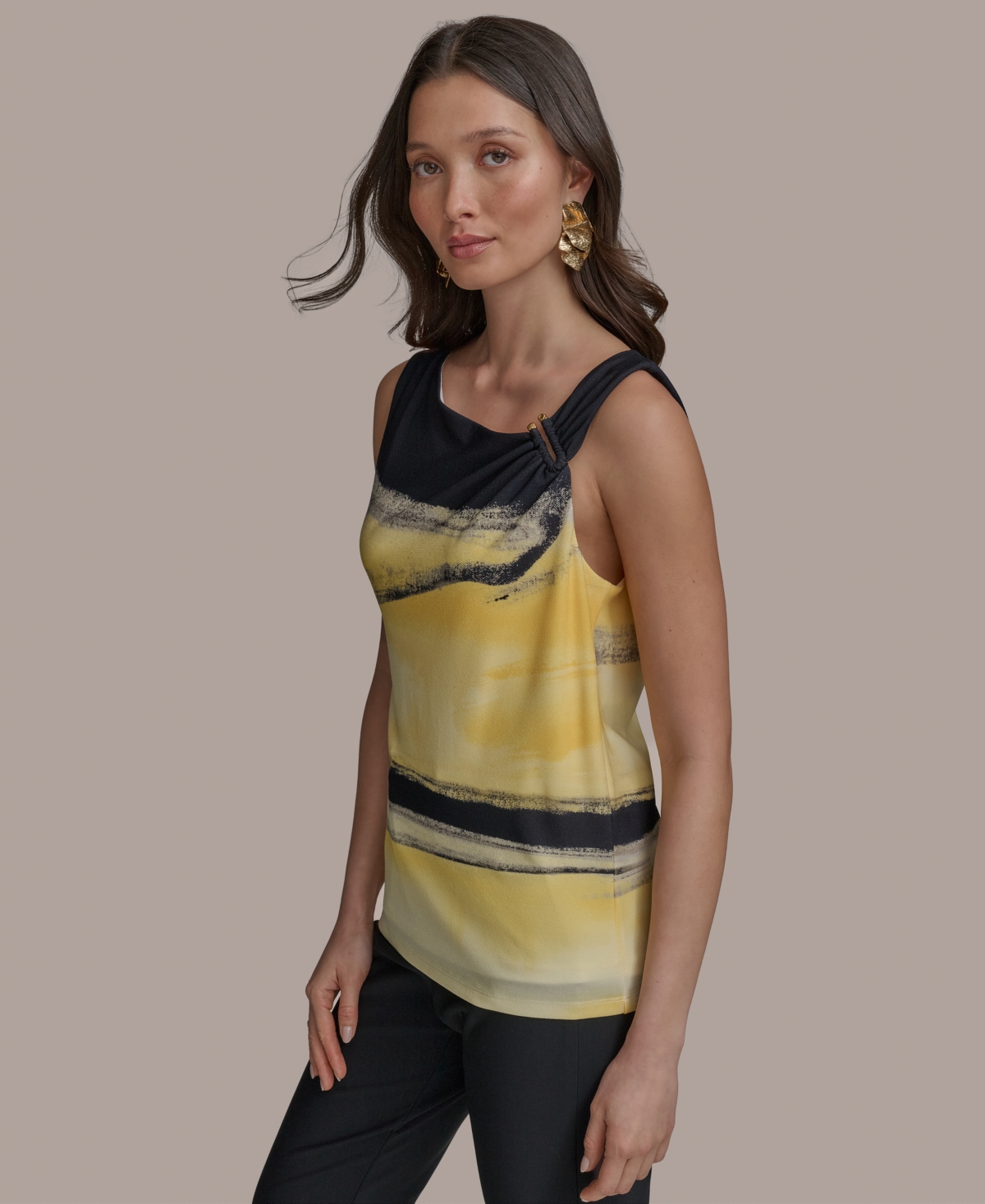 Donna Karan New York Abstract Print Sleeveless Top In Limoncello Multi