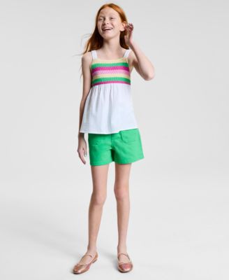 Epic Threads Kids' Little Big Girls Crochet Swing Tank Top Twill Patch Pocket Shorts Exclusively At Macys