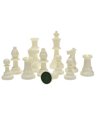 Color Bright Plastic Staunton Tournament Chess Pieces with 3.75 in. King - Half Chess Set of Chess Pieces Only, White