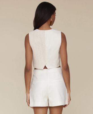 Women's Tailored Mixed-Media Vest