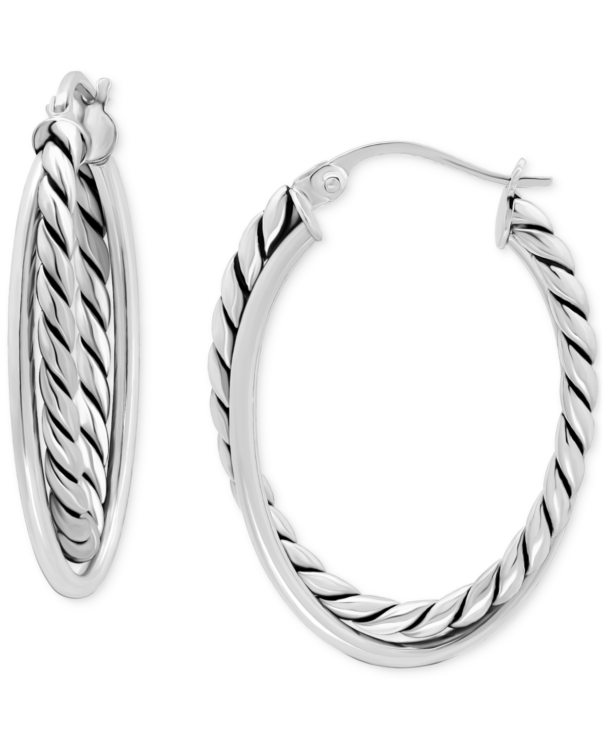 GIANI BERNINI ROPE TWIST MEDIUM HOOP EARRINGS IN STERLING SILVER, 1-1/8", EXCLUSIVELY AT MACY'S 