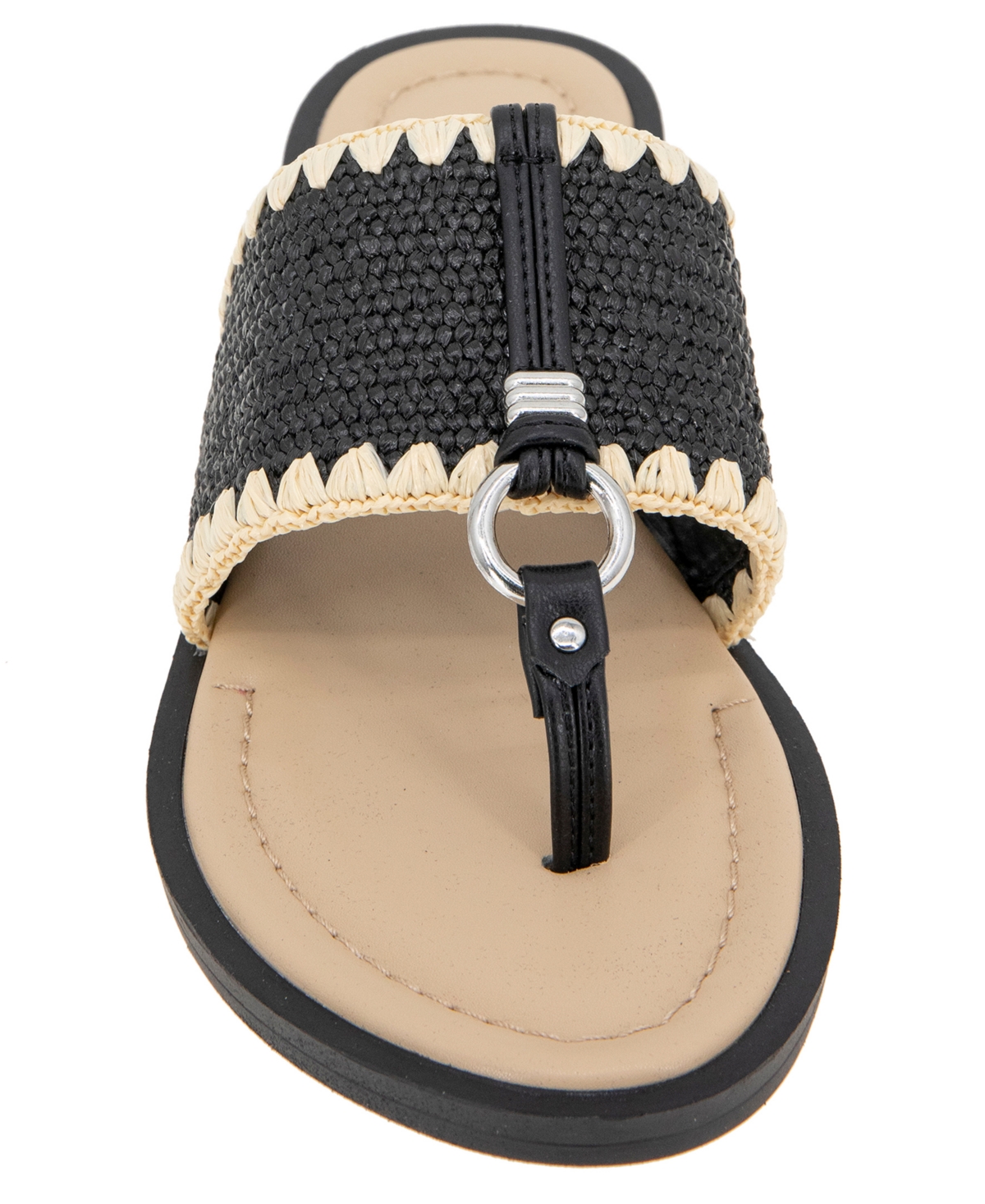 Kenneth Cole Reaction Women's Sabriya Slide Flat Sandals In Black Raffia