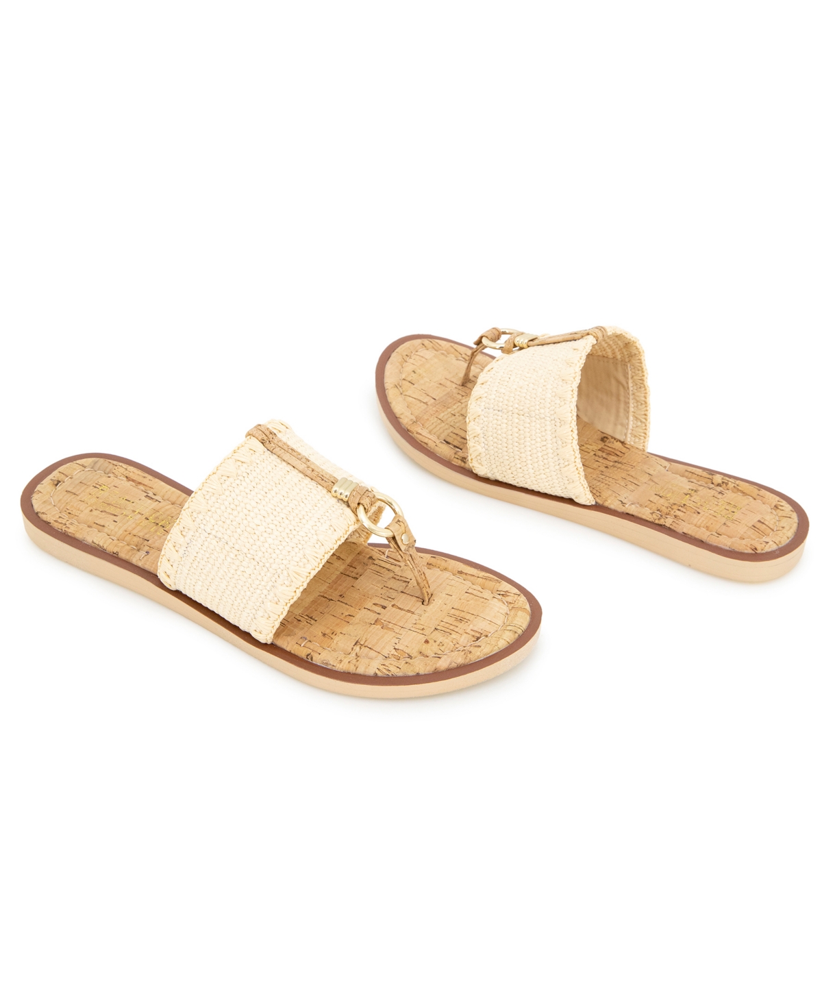 Kenneth Cole Reaction Women's Sabriya Slide Flat Sandals In Natural Raffia