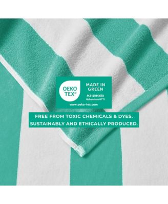 Velour Cabana Stripe Cotton Oversized Beach Towel, 35" x 70"