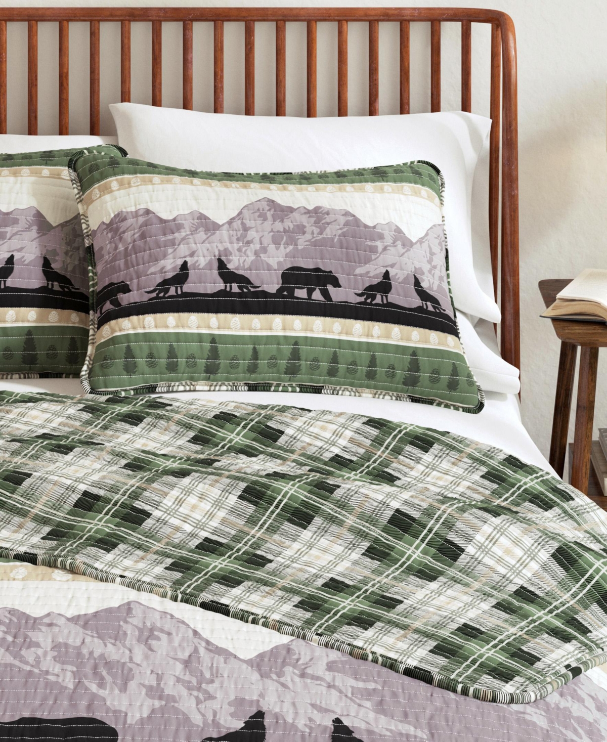 Linery & Co. Mountain Scape & Plaid Microfiber Quilt Set With Shams