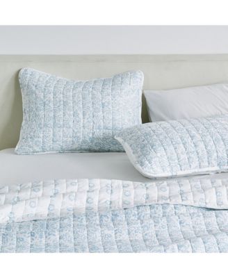 Floral Printed Reversible Stitched Quilt Set with Shams