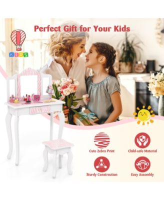 Kids Vanity Set with Drawer and 3 Makeup Accessories