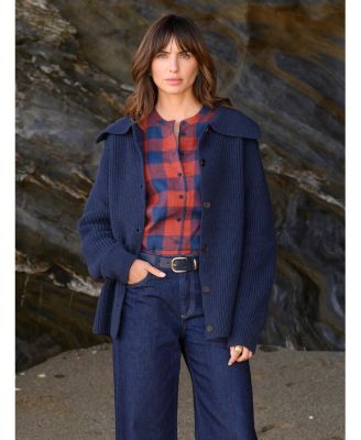 Women's Sailor Collar Longline Cardigan