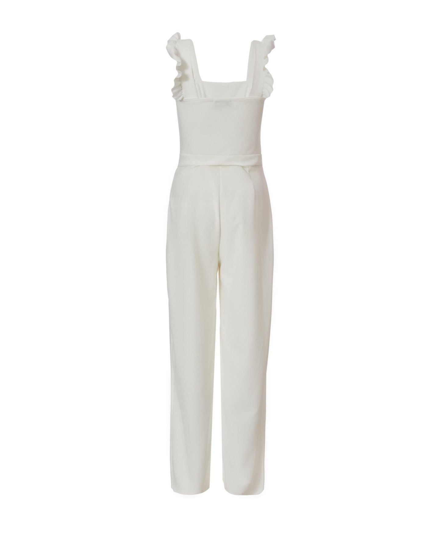 Женский комбинезон QUIZ Scuba Crepe Frill Chain Front Jumpsuit - Black, цвет: Белый — фото 5