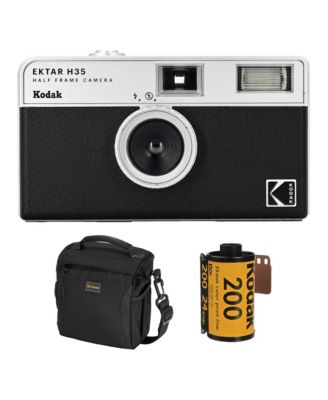 EKTAR H35 Half Frame Film Camera, Black, Bundle with Kodacolor Gold 200 35mm Color Negative Roll Film, 24 Exposure and Slinger Alpine Shoulder