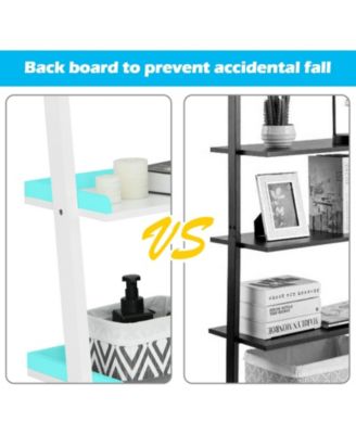 5-Tier Wall-leaning Ladder Shelf Display Rack for Plants and Books