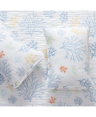 Pastel Coral Pattern Microfiber Quilt Set With Shams