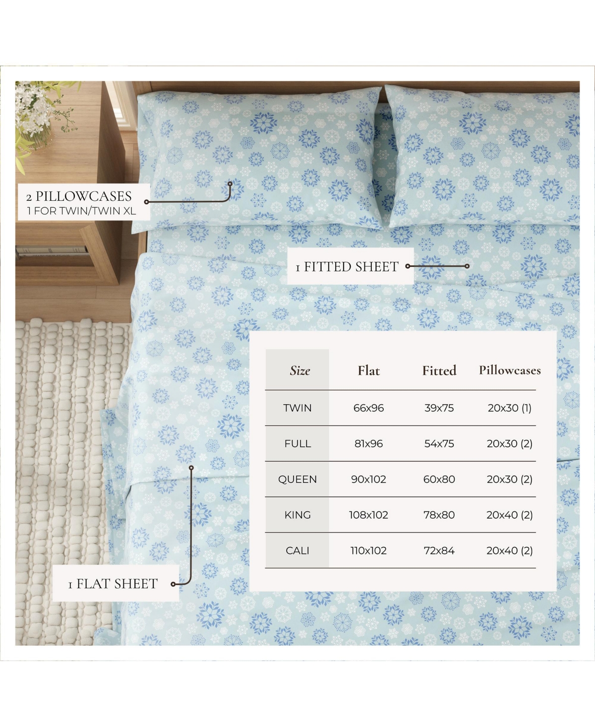 Linery & Co. 100% Turkish Cotton Winter Flannel Sheet Set