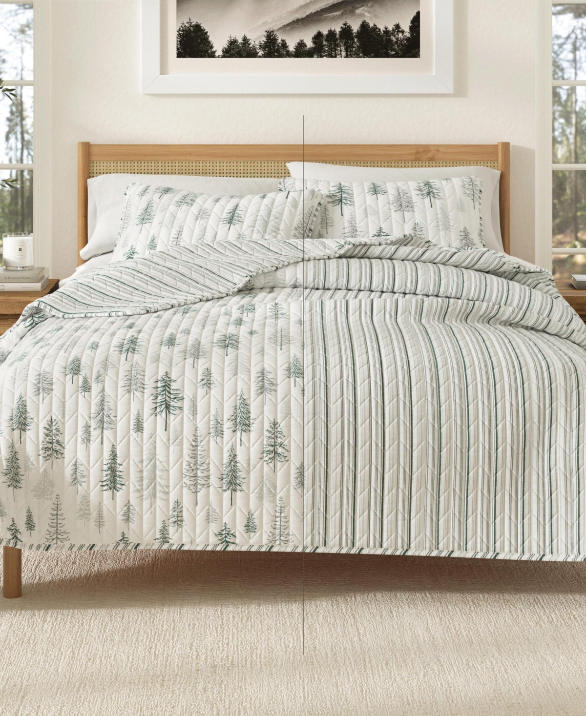 Rustic Woodland Reversible Microfiber Quilt Set with Shams