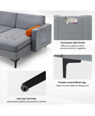 Modular L-shaped 3-Seat Sectional Sofa with Reversible Chaise and 2 USB Ports