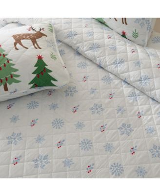 Christmas Trees Microfiber Quilt Set With Shams
