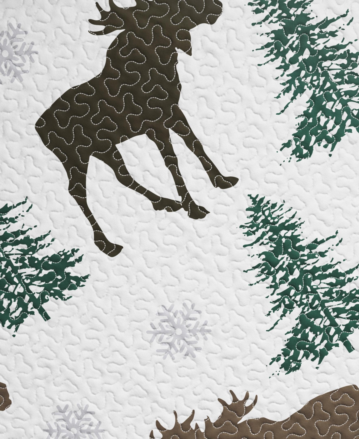 Linery & Co. Moose & Evergreens Microfiber Quilt Set With Shams - Moose